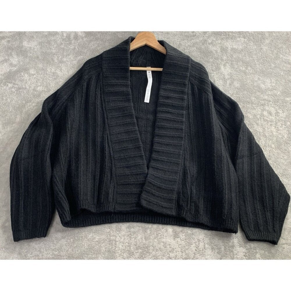 Lululemon Cardigan Womens XS/S Twin Rib Sweater Wrap Black Open Front Casual